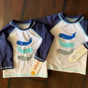 Two Cat & Jack 3-6 month rash guard shirts